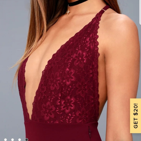 Lulu's Sultry Nights Burgundy Lace Bodycon Dress - Picture 3 of 8